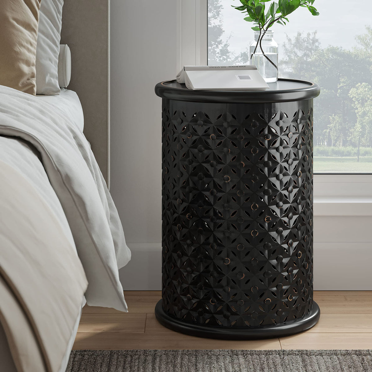Mango Wood Drum End Table