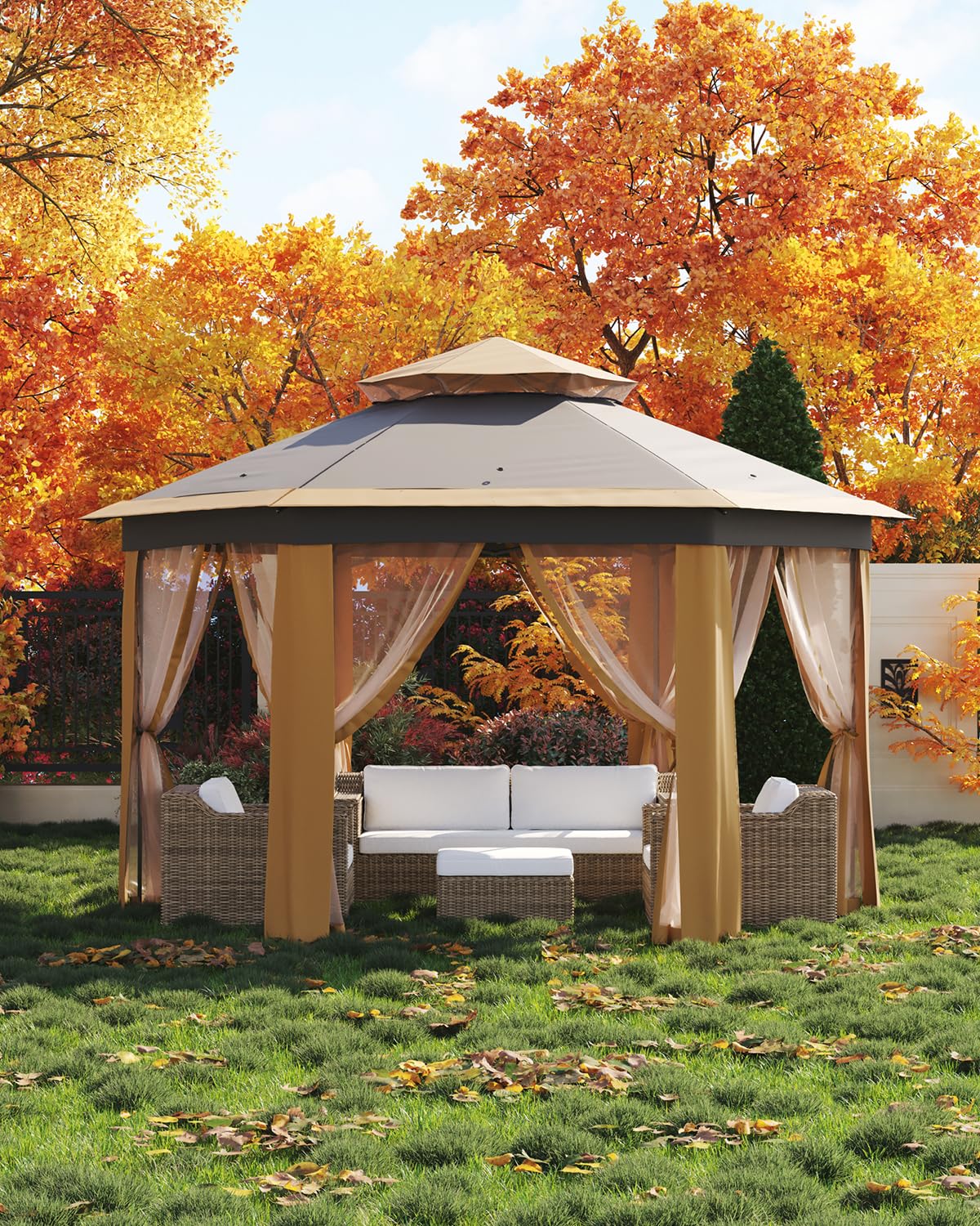 13x13ft, Outside Canopy Tent with 6 Pcs Mosquito Netting