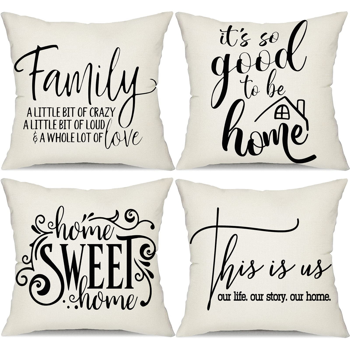 Farmhouse Throw Pillow Covers 18x18 – Set of 4
