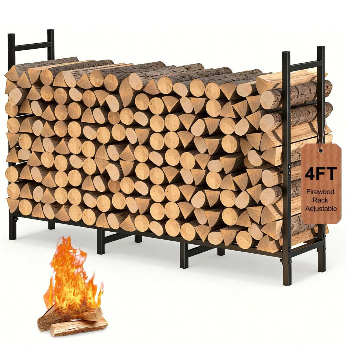 Outdoor Firewood Rack with Log Holder