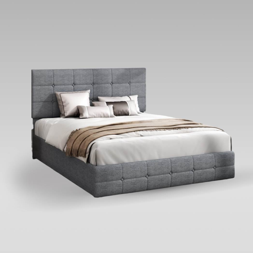 Modern Upholstered Queen Bed Frame with 4 Storage Drawers, Platform Bed