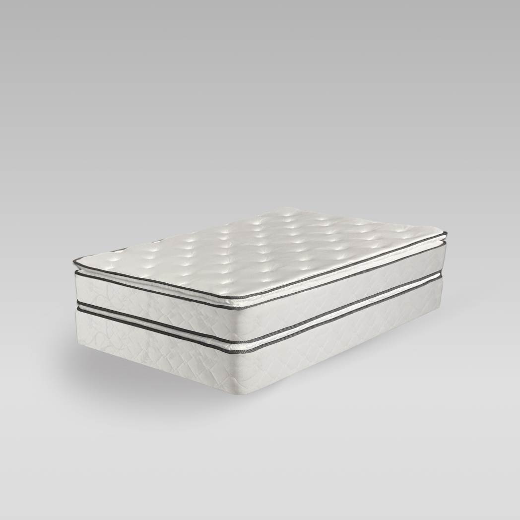 12-Inch Medium Plush Double Sided Pillowtop Innerspring Mattress and 4" Wood Box