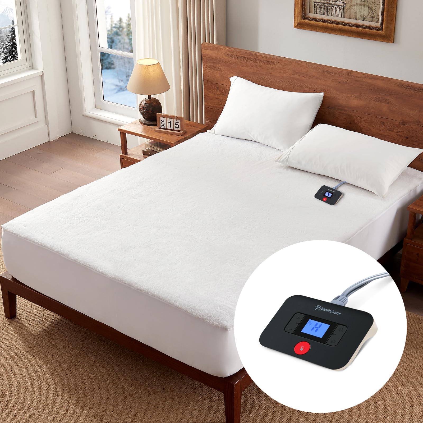 Twin Size Heated Mattress Pad, Soft Sherpa Bed Warmer Electric Mattress Cover