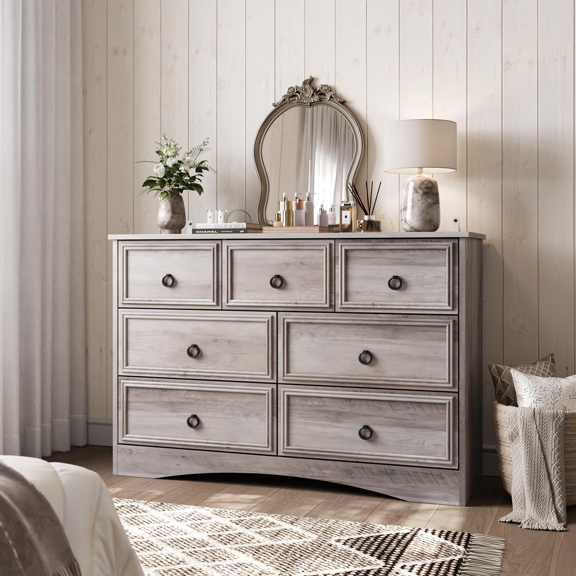 Modern 7 Drawer Dresser, 47.24" Wide Dressers for Bedroom
