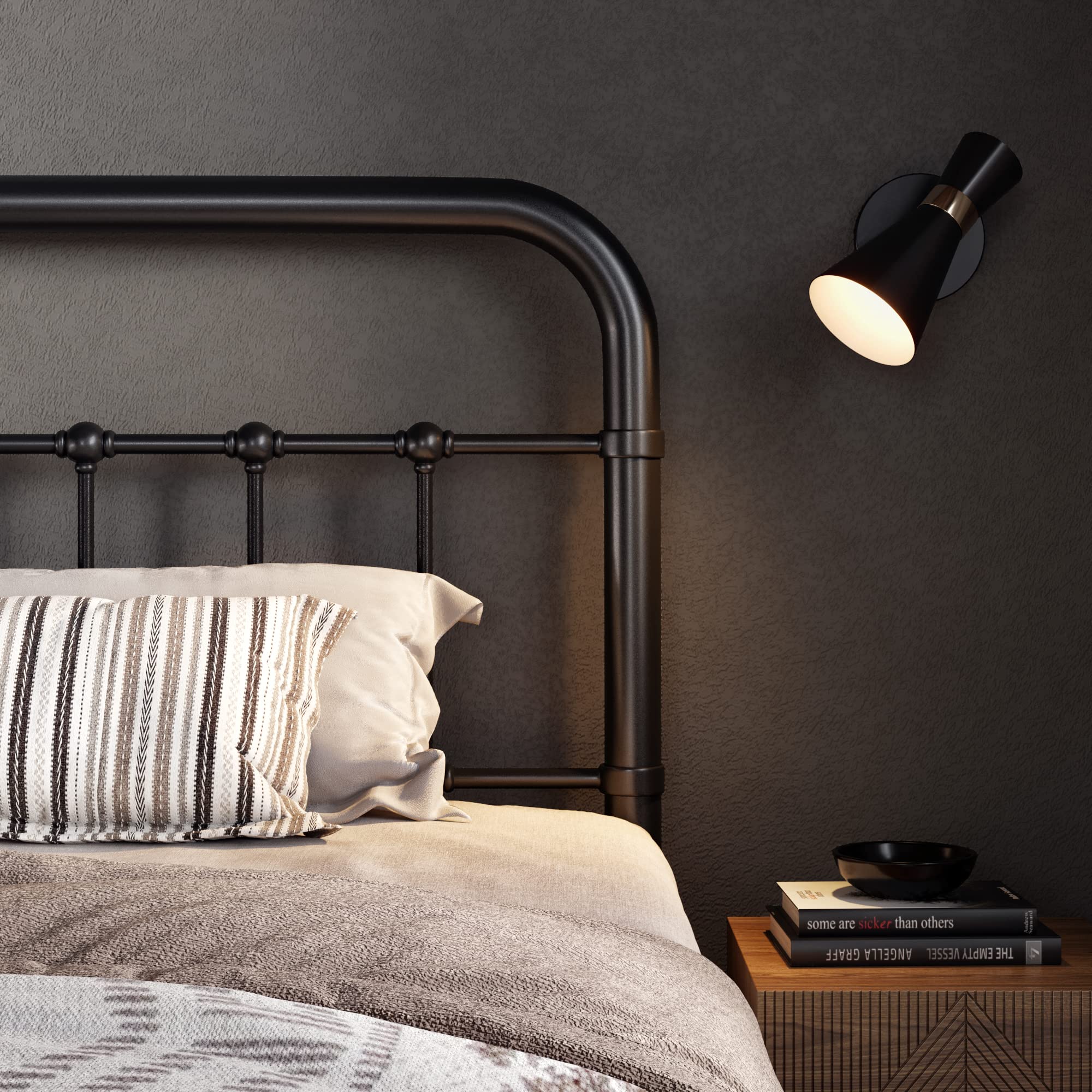 Size Metal Platform Bed Frame with Victorian Style Wrought Iron-Art