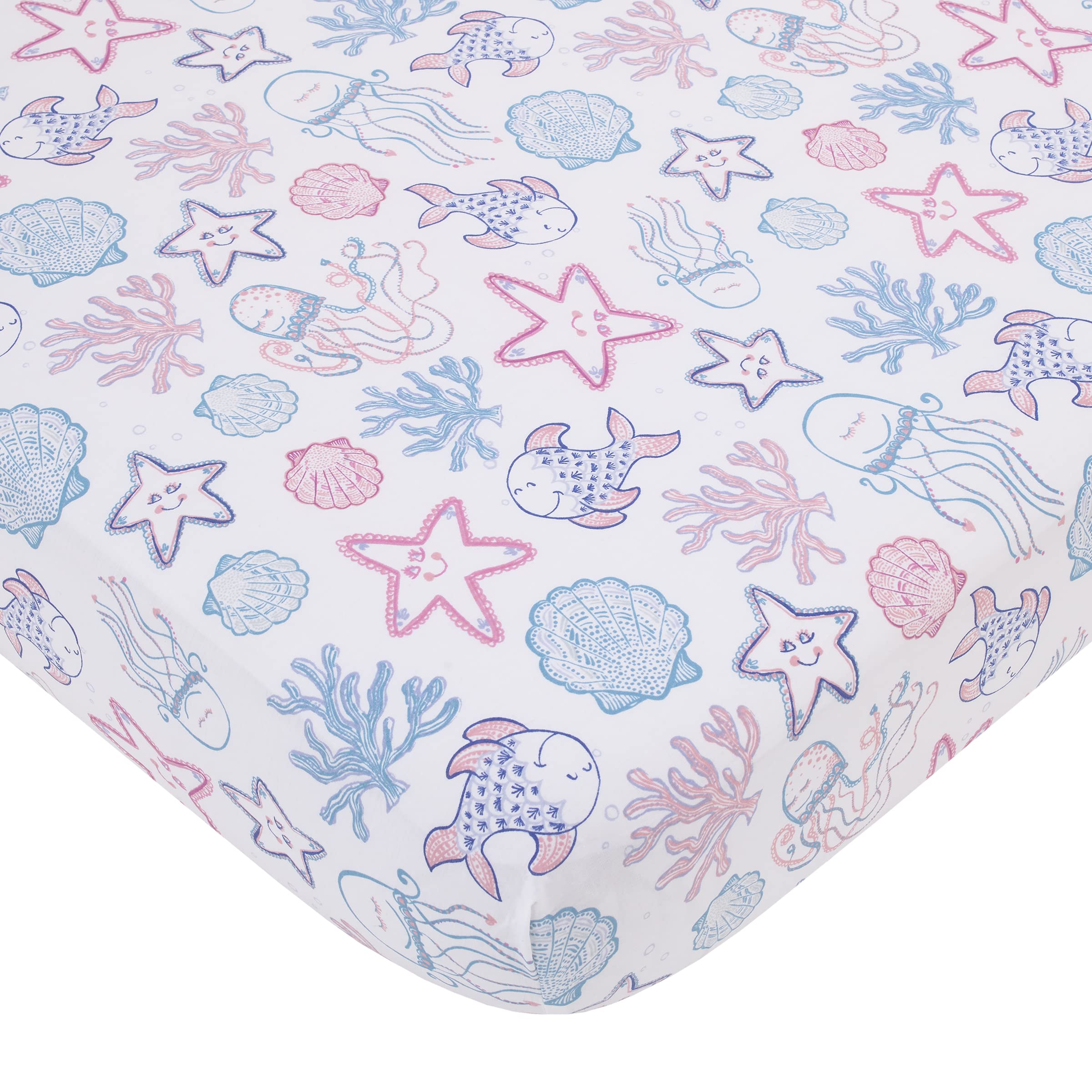 Mermaid Lagoon Pink, Blue and White Undersea Friends 4 Piece Nursery