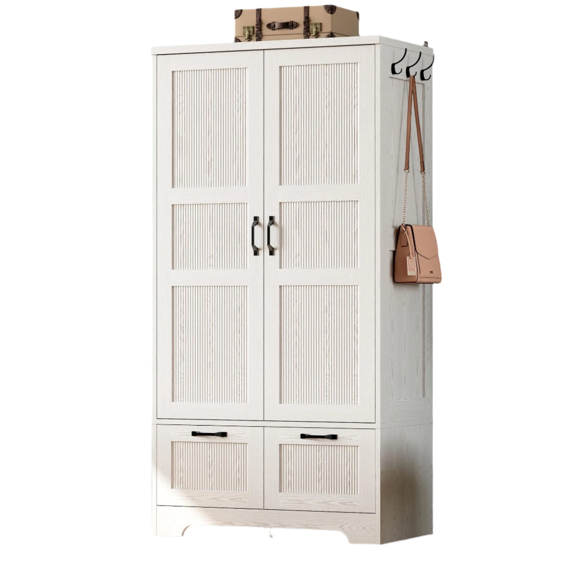 Armoire Wardrobe Closet, 71" H Wooden Clothing Storage Cabinet