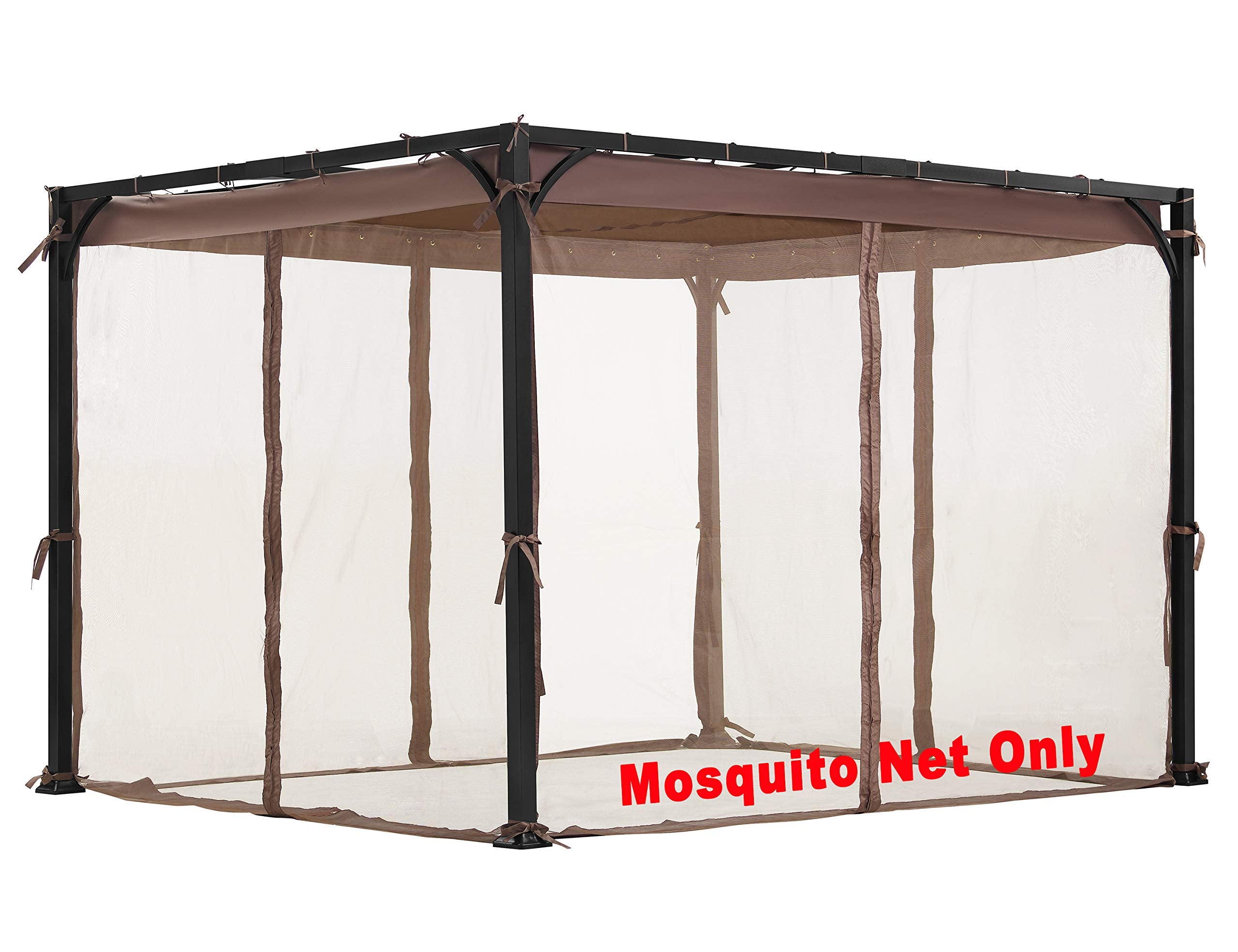 Mosquito Net for Flat-Roof Pergola - Mesh Bug Net Only (8 ft. x 10 ft., Brown)
