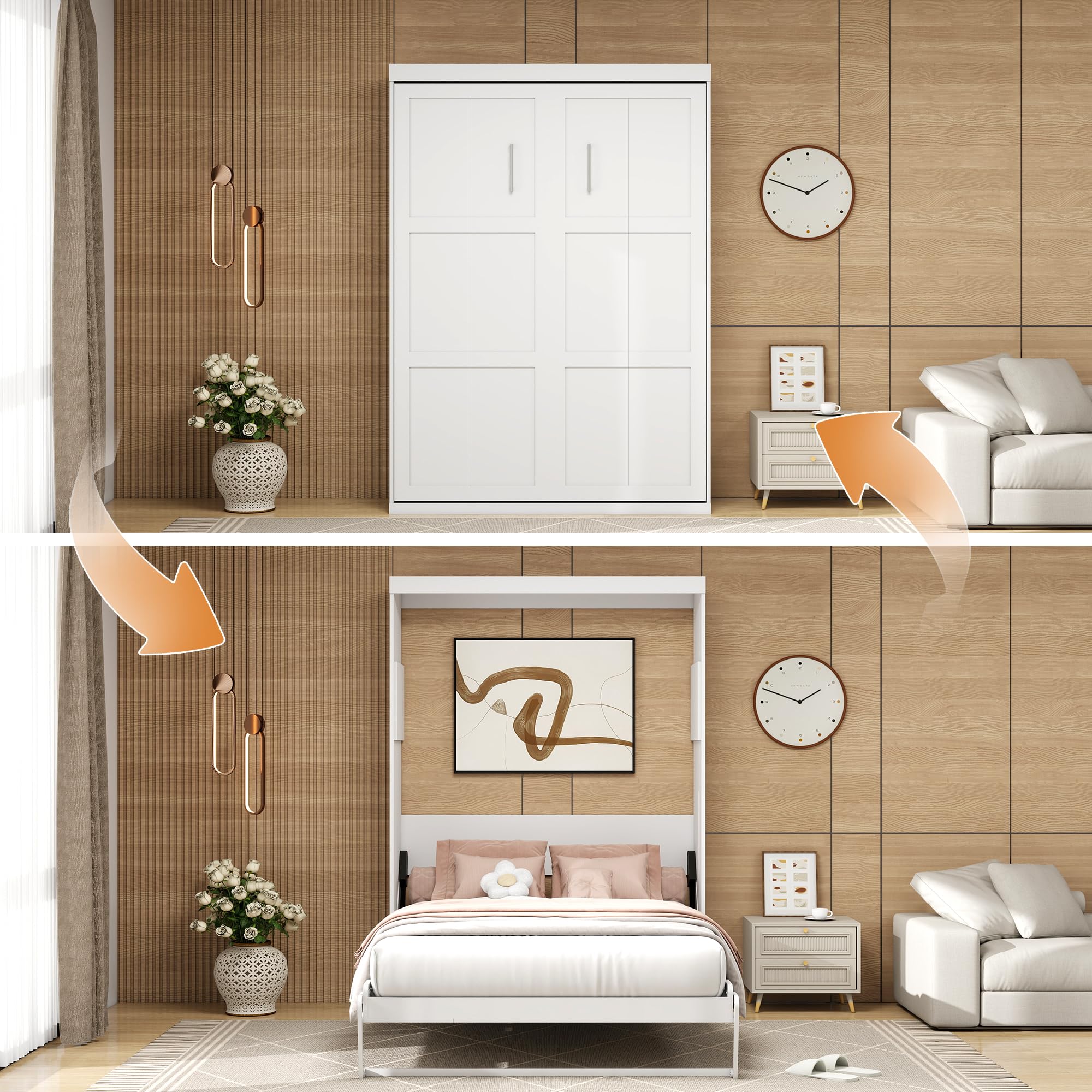 Murphy Bed Full - Space Saving, Convertible Full Murphy Bed Hidden Bed for Guest Rooms