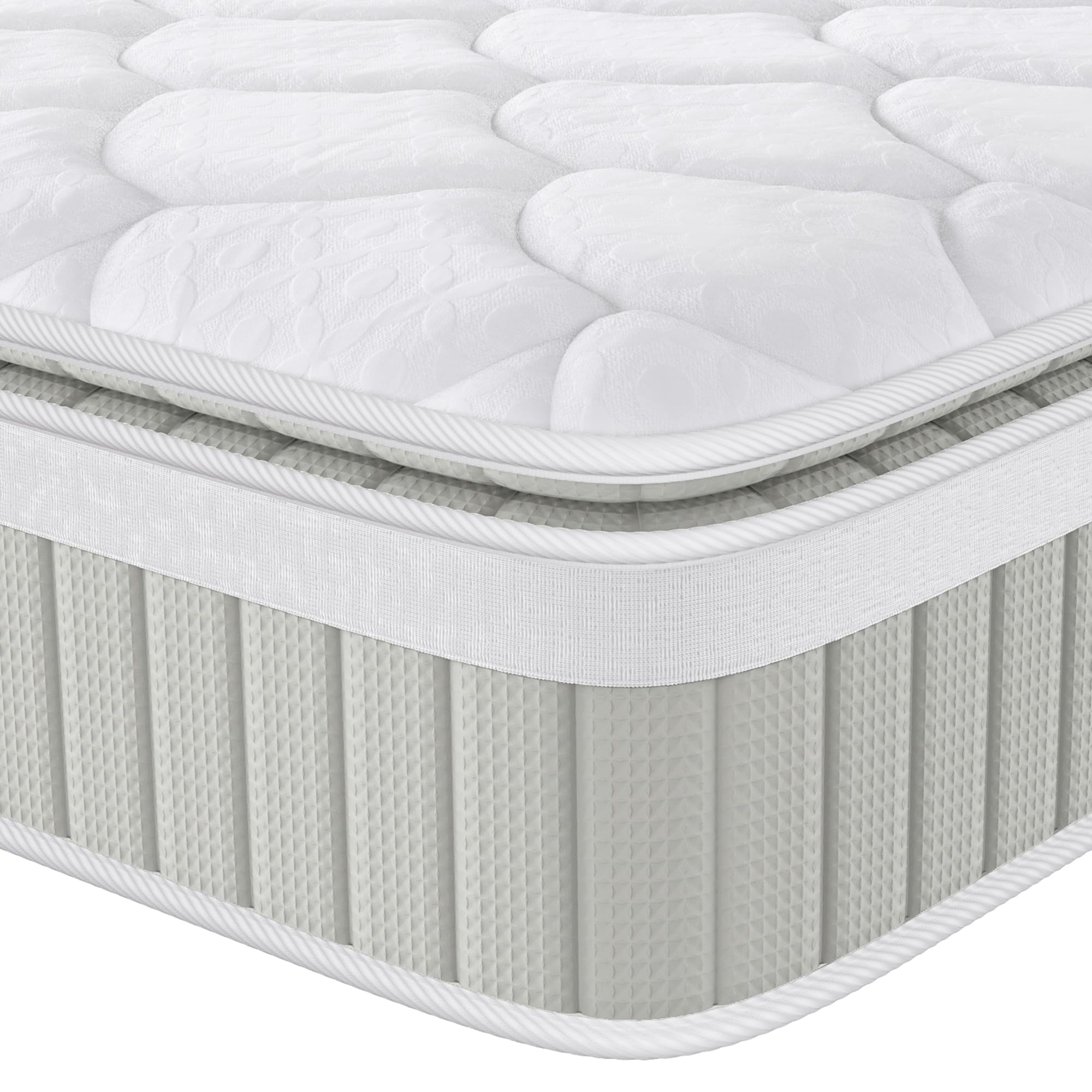 12 inch Pillow Top Twin Mattress in a Box, Medium Firm Memory Foam Hybrid Mattress