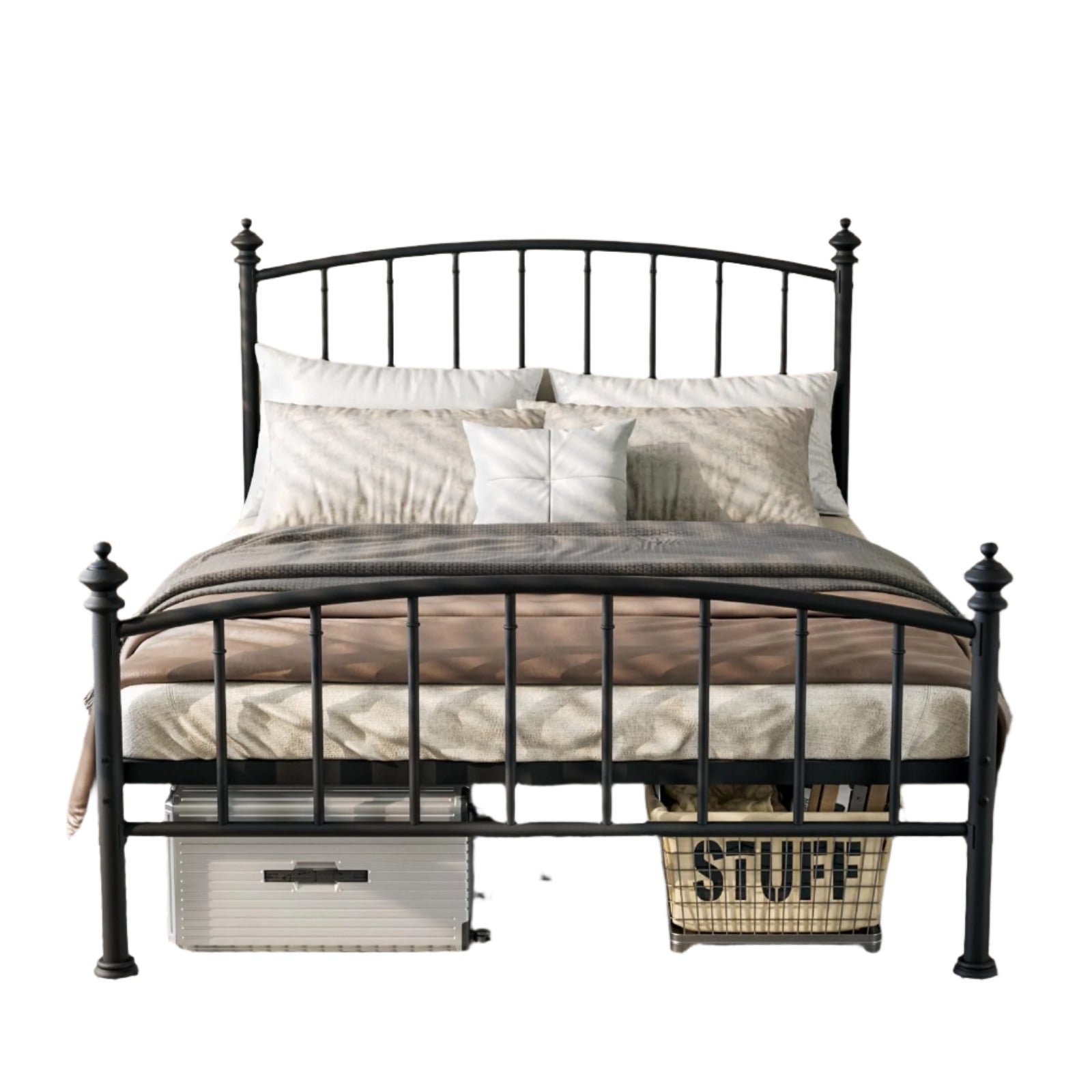 Metal Platform Bed Frame, Victorian Wrought Iron-Art Design