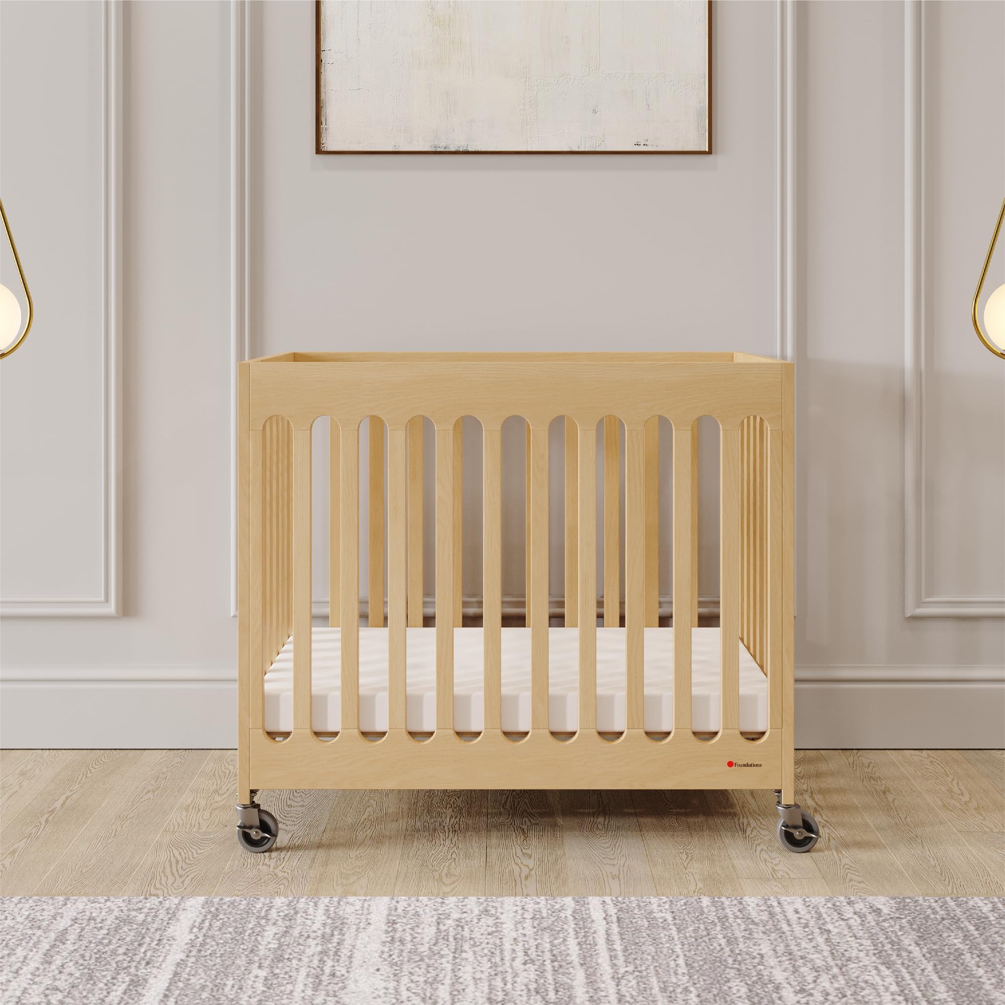 Boutique Folding Mini Baby Crib - Compact, Portable, Wooden Hotel Crib,