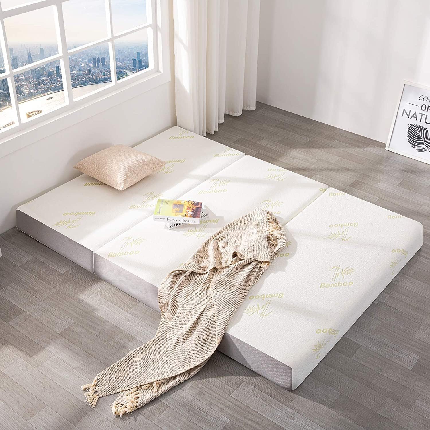 Queen Folding Mattress, 6 Inch Trifold Memory Foam Mattress