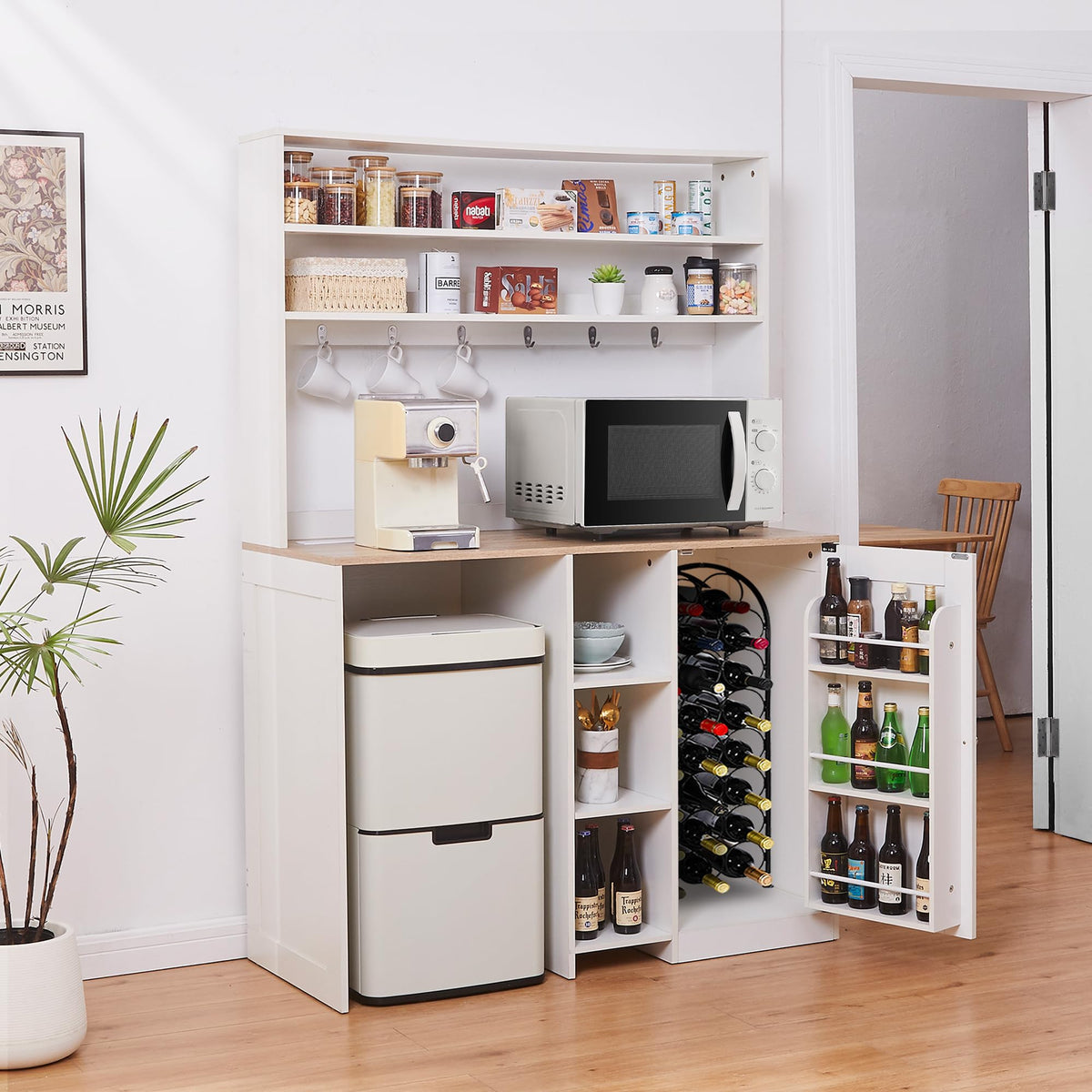 Mini Fridge Cabinet with Storage & Power Outlet