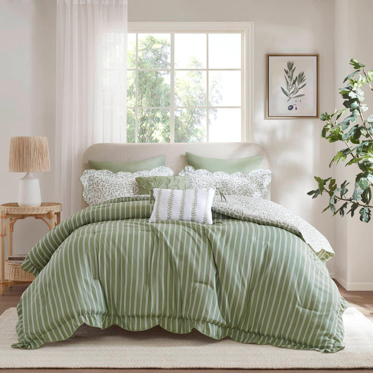 Reversible Botanical Comforter Set, 5-Piece King