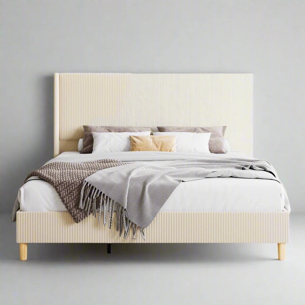 Full Size Corduroy Upholstered Bed Frame