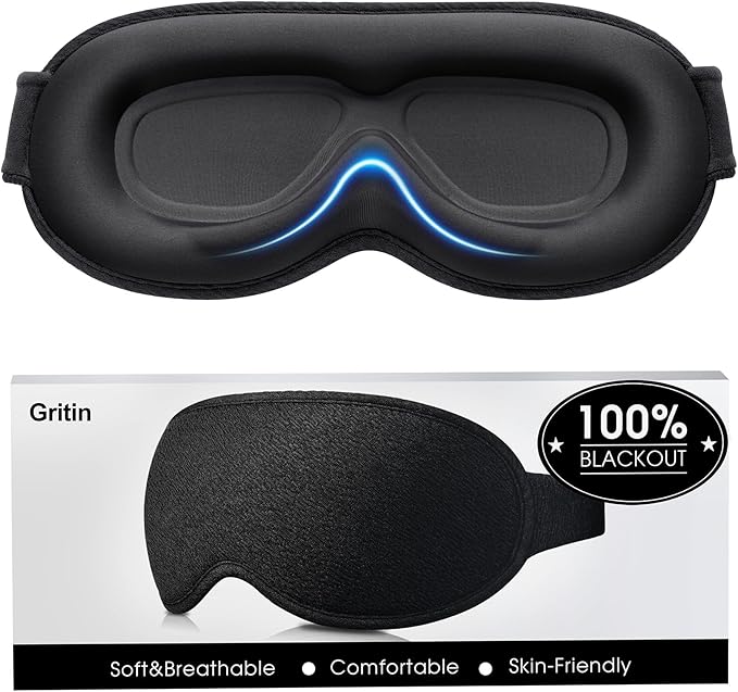 100% Blackout Sleep Eye Mask for Women Men, Zero Pressure Sleeping Mask