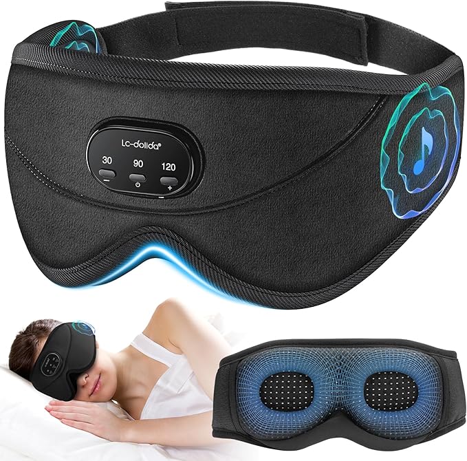 White Noise Sleep Mask, 3D Sleep Headphones with 16 Soothing Sounds