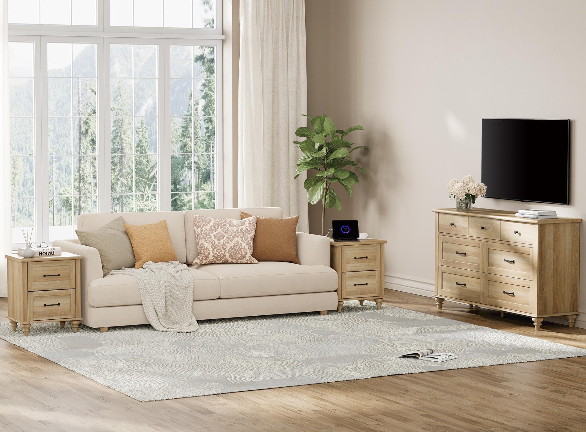 3 Piece Bedroom Set - Includes 7 Drawer Dresser for Bedroom