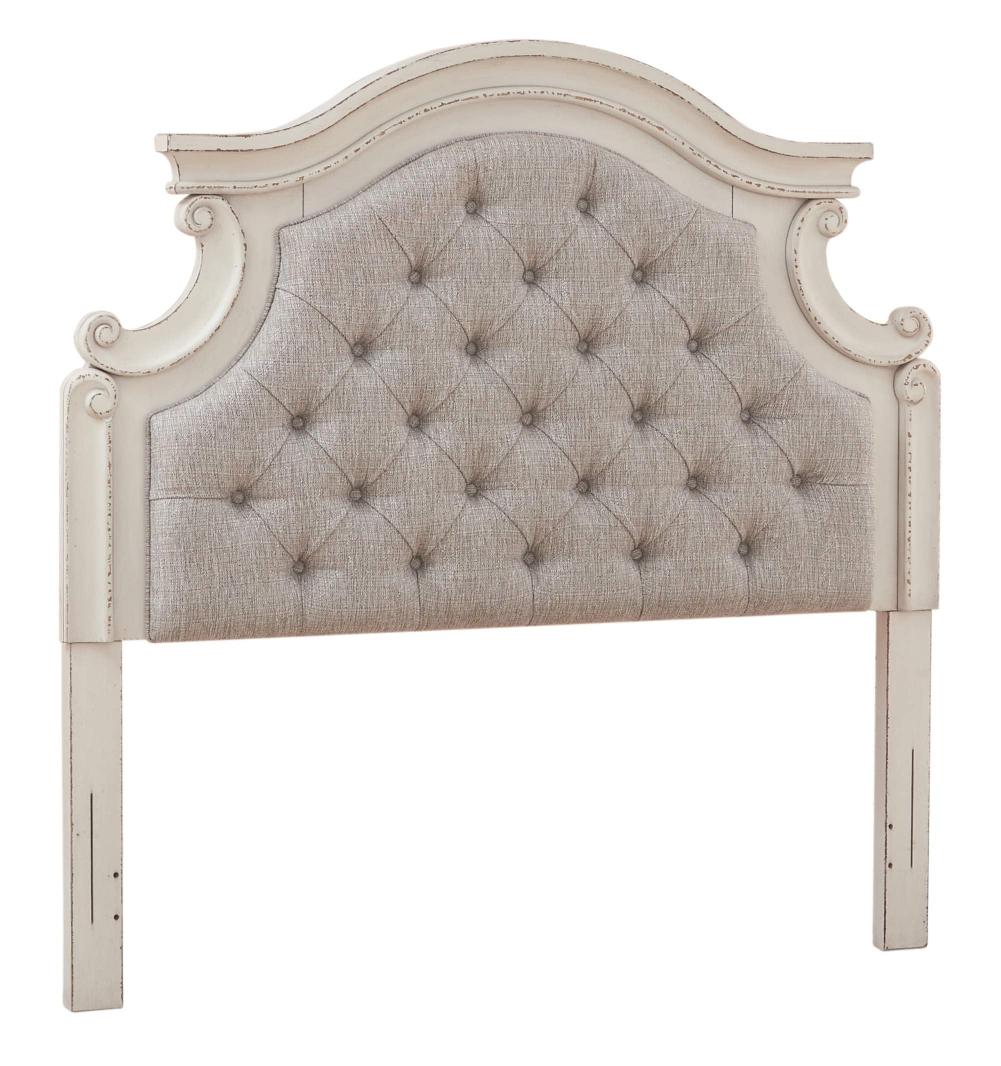Realyn Upholstered Panel Headboard ONLY, Full, Chipped White