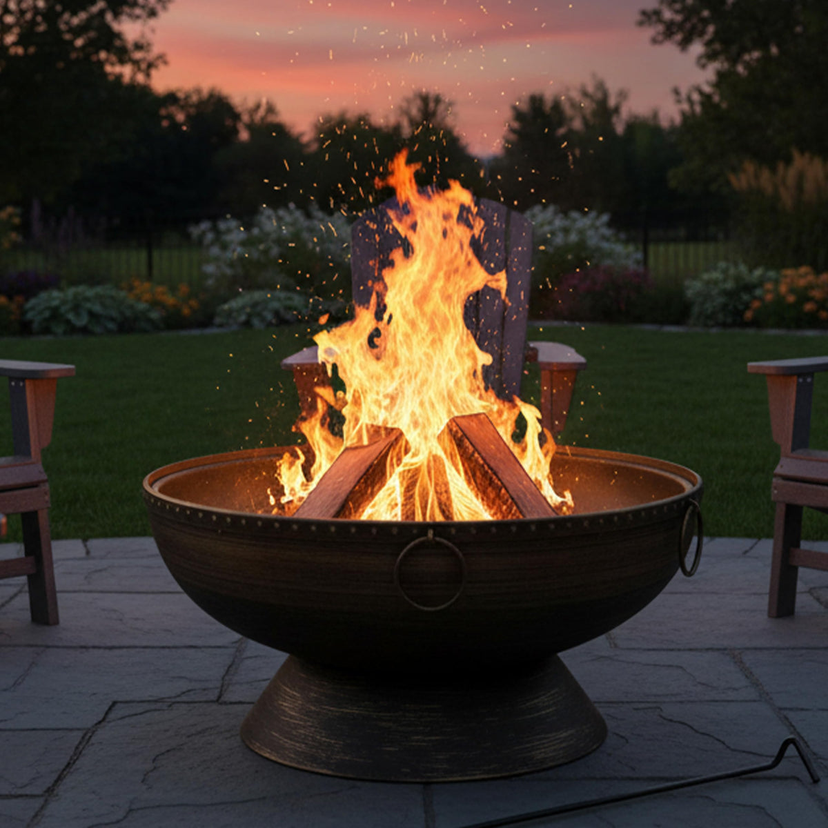 30-Inch Round Cauldron Outdoor Wood Fire Pit