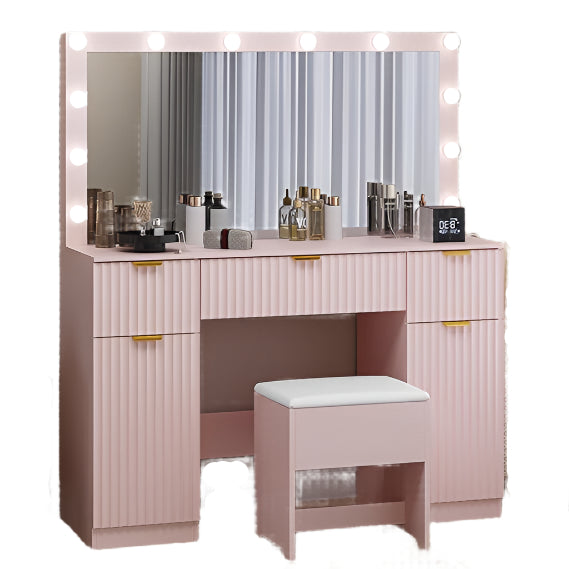 Large Lighted Mirror and Chair, 7 Drawer Dressing Table with Power