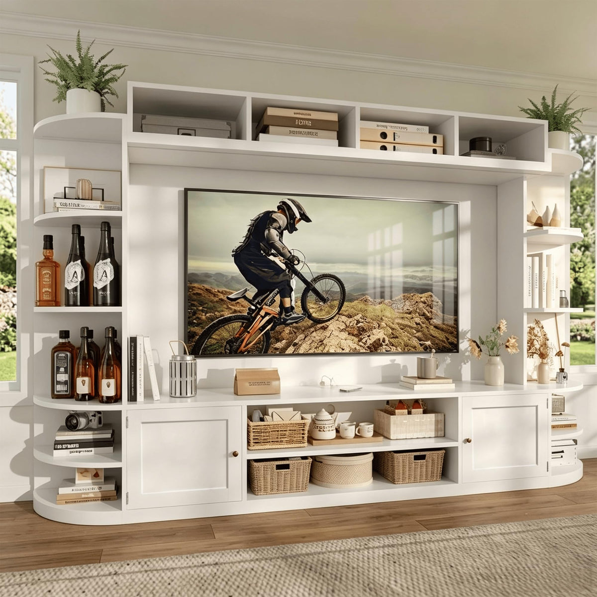 94" Entertainment Center with Bookshelves for TVs up to 70"