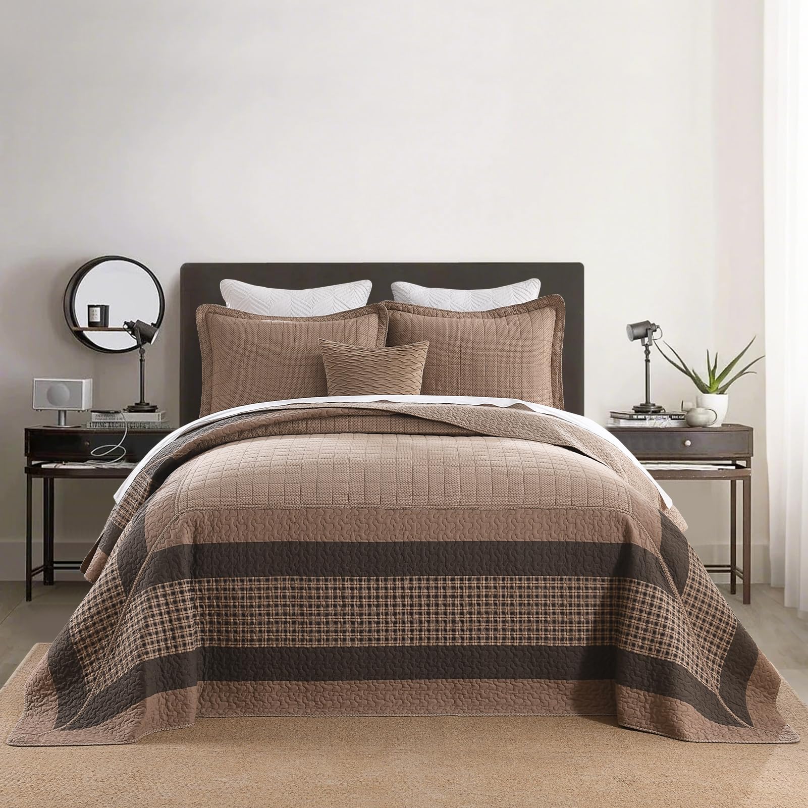 Oversized King Bedspread - 128W x120L Extra Wide - 100% Cotton California Quilt