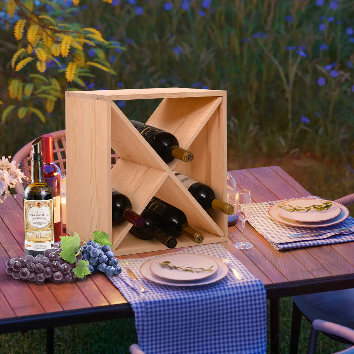Modular Wood Cube Wine Rack | 24 or 48 Bottle Freestanding Storage