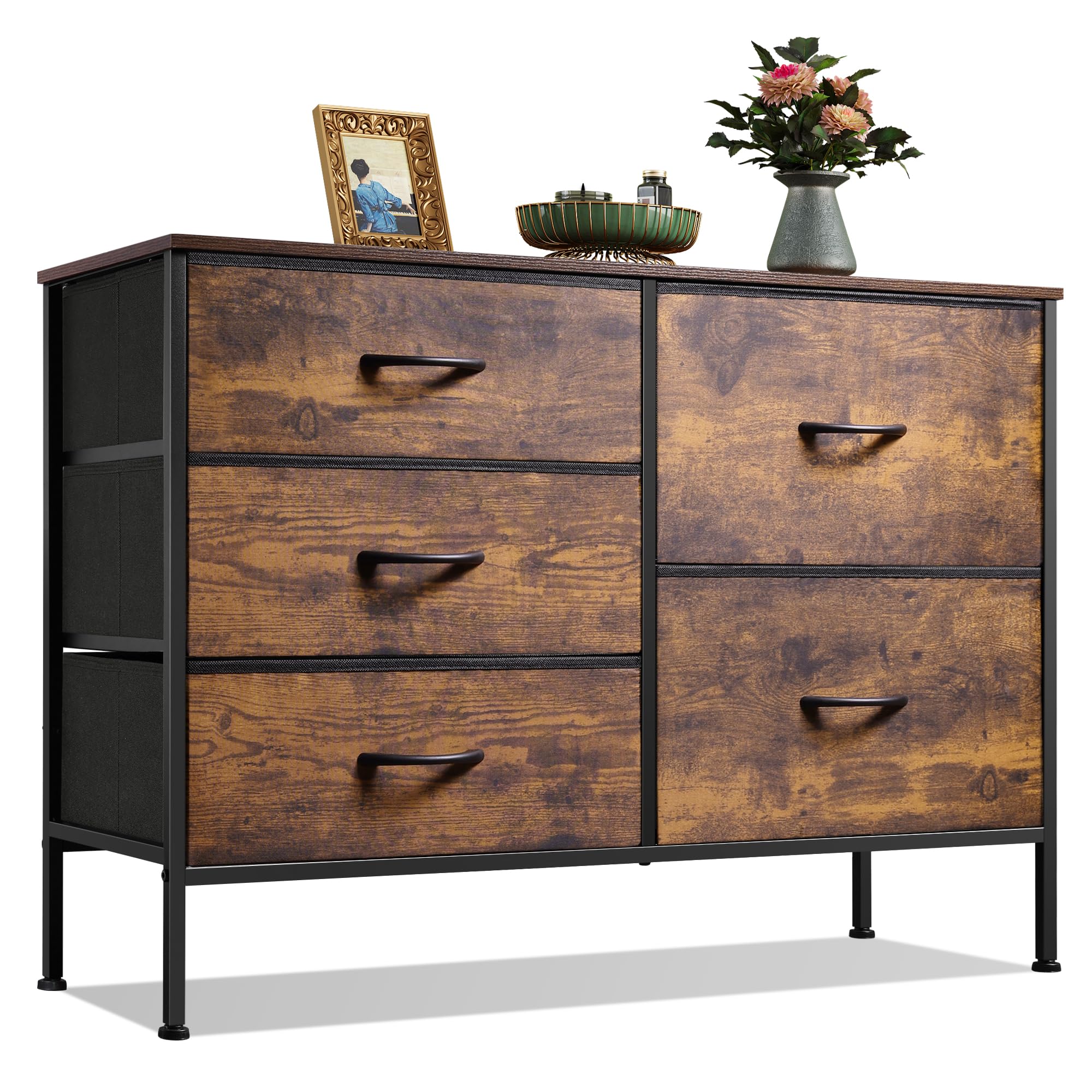 Dresser for Bedroom with 5 Drawers, Wide Chest of Drawers for Bedroom