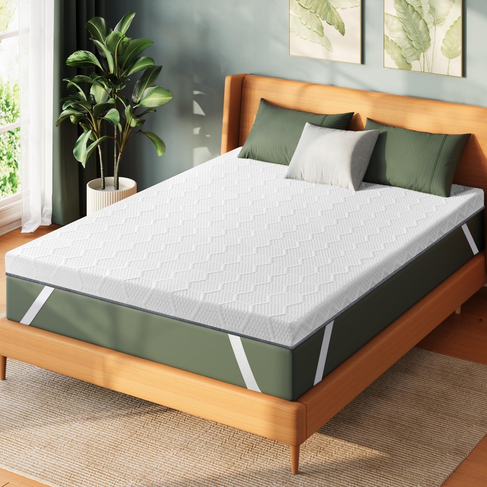 4 Inch Firm Mattress Topper Full Size, High Density Memory Foam Bed Toppers