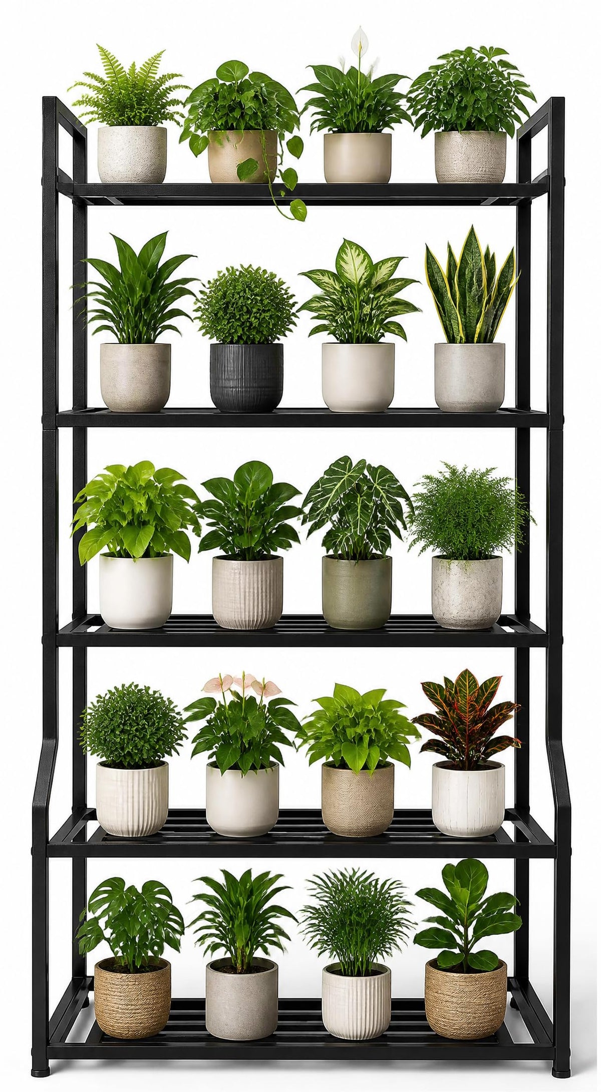 5-Tier Heavy-Duty Metal Plant Stand, Indoor & Outdoor