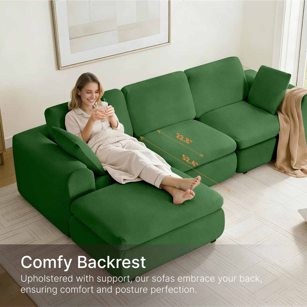 Modular Boneless Sectional Sofa with Deep Seat