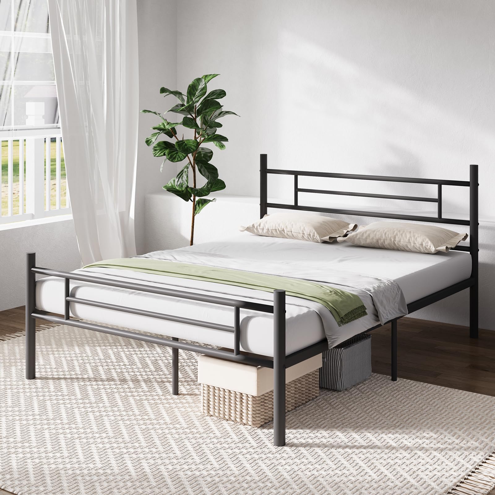 Queen Bed Frame with Headboard and Footboard