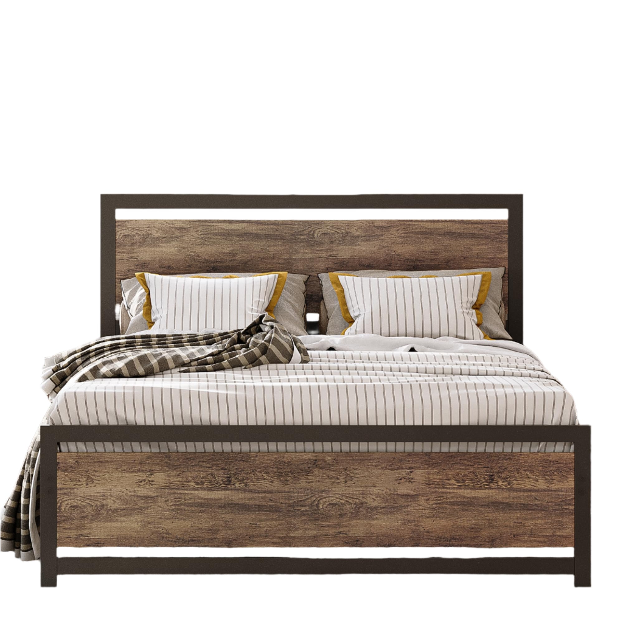 Queen Bed Frame with Headboard and Footboard, Metal Strong Supports