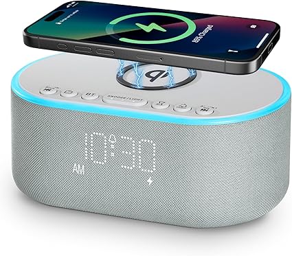 Charging Alarm Clock Radio: Qi Certified Fast Wireless Charger for iPhone Samsung