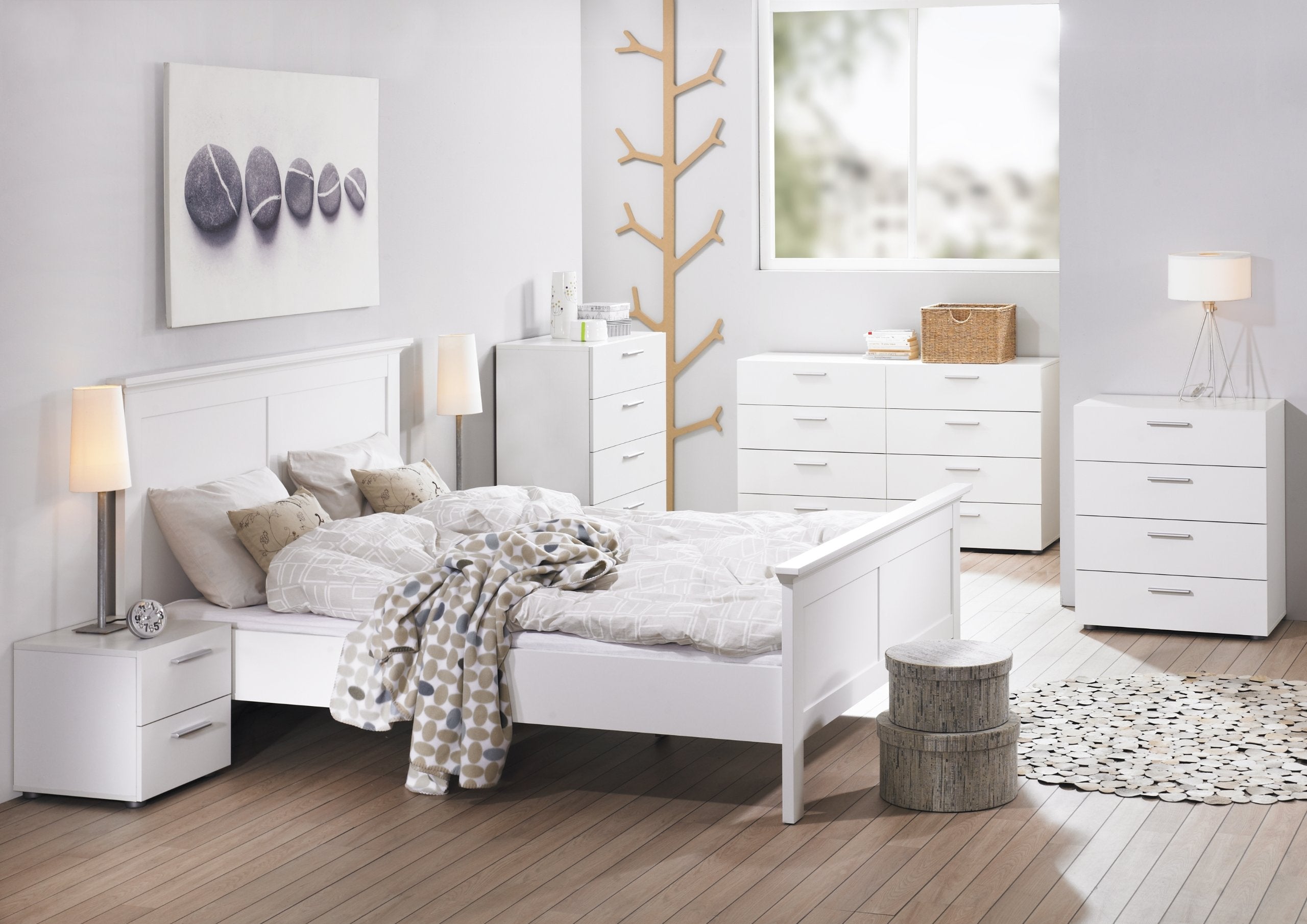 Tvilum 2 Drawer, Small, White Nightstand