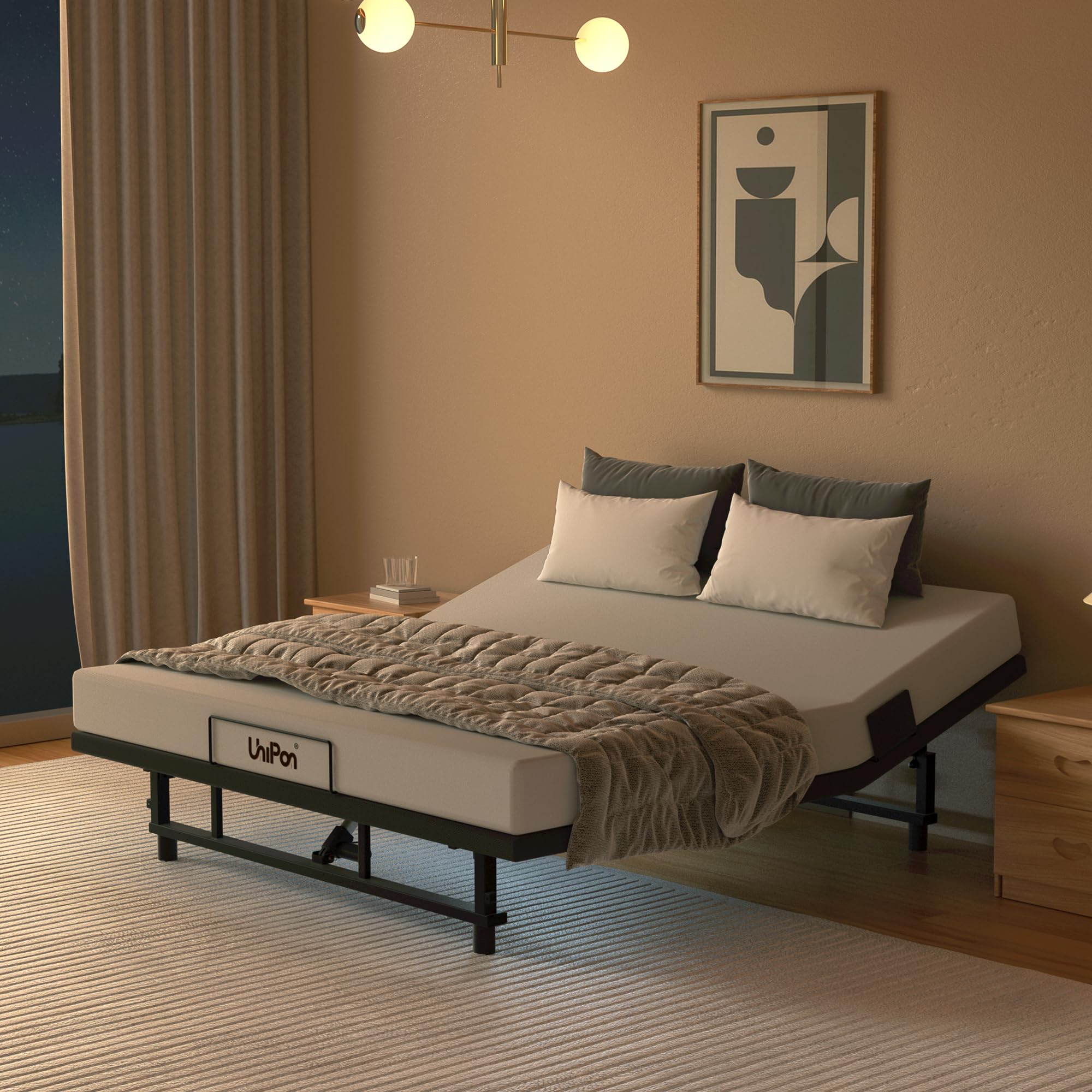 Adjustable King Bed Frame with Remote and USB Charging Station
