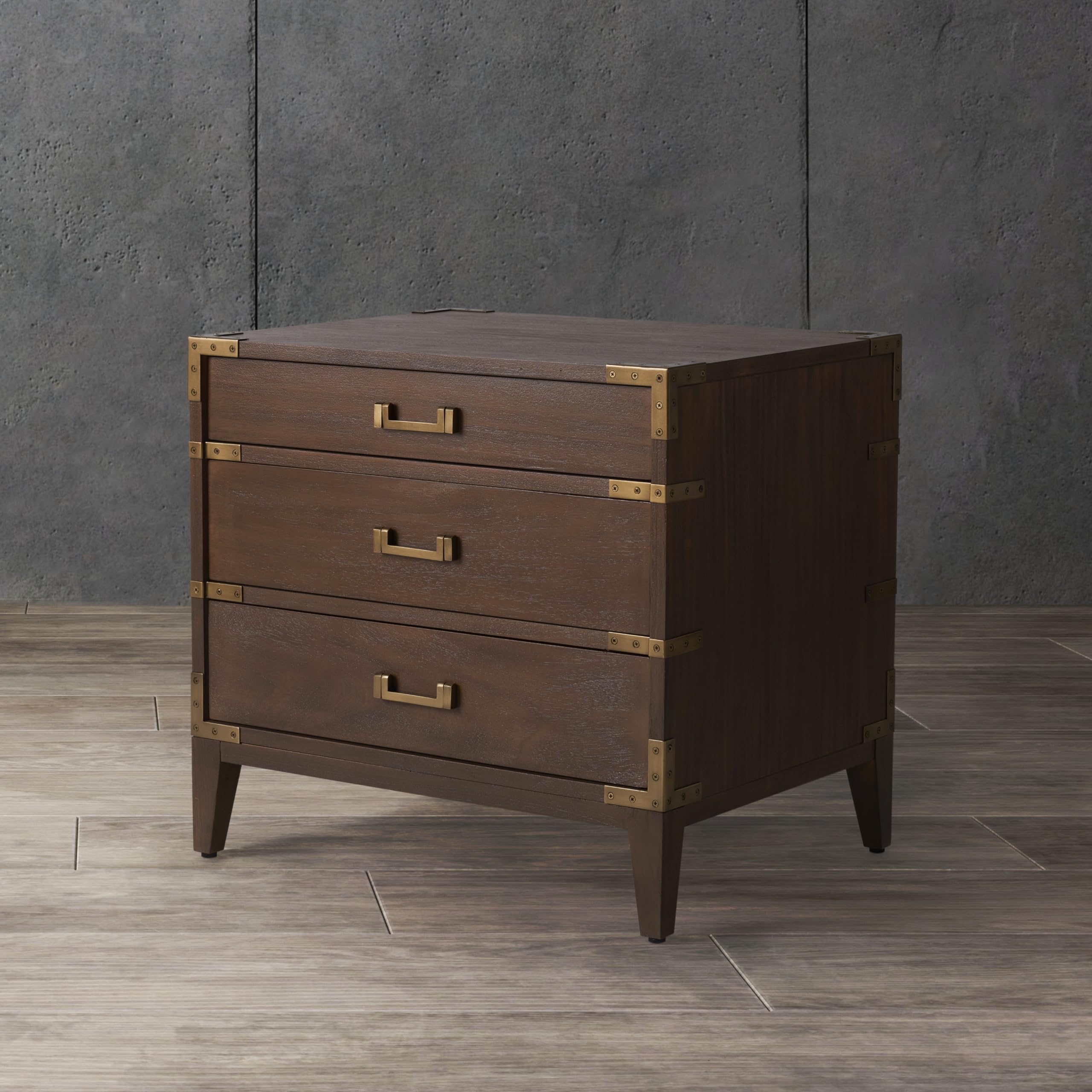 Brown (Fully Assembled) Couture Home Collection Nisha 3-Drawer Wood Nightstand