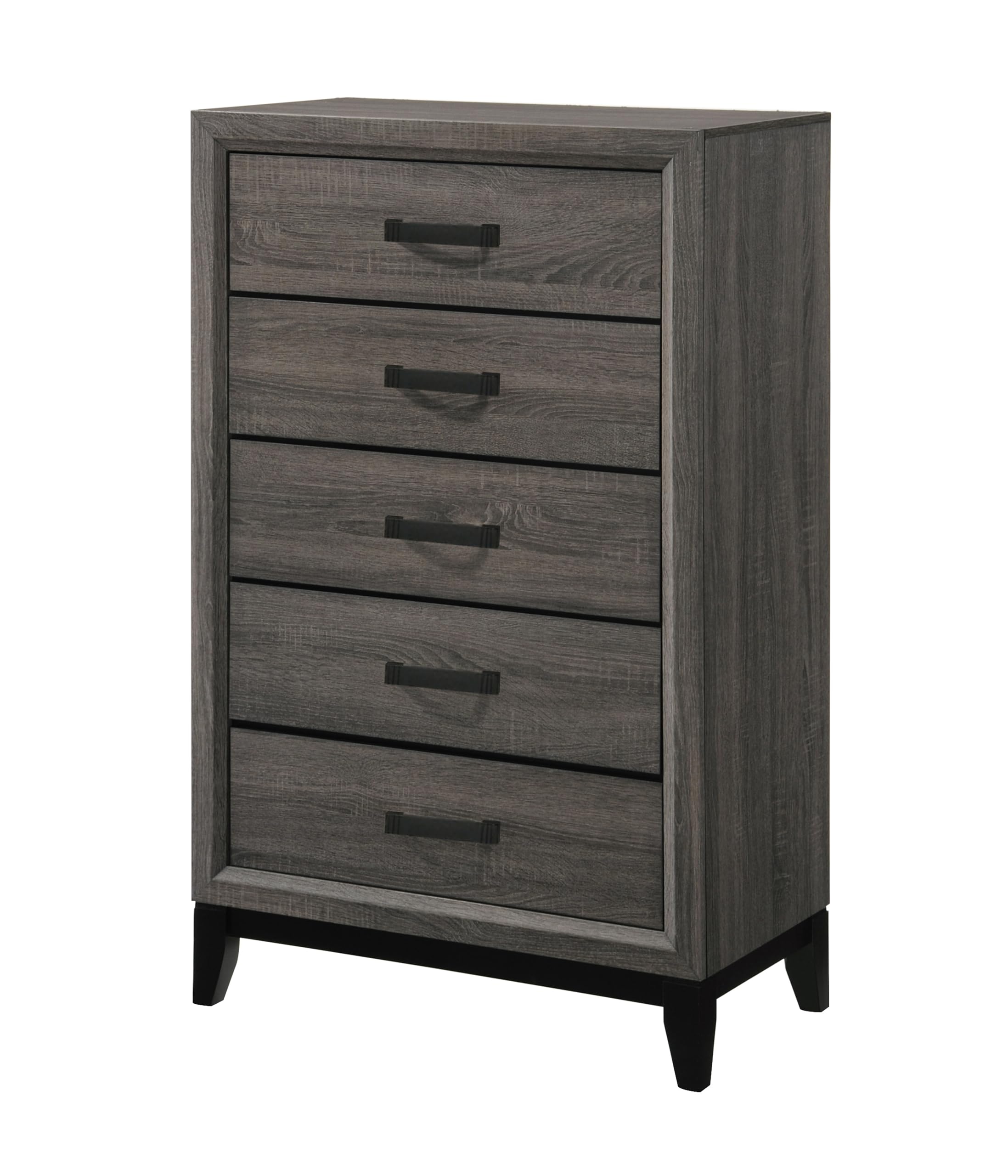 Ambroise 6-Piece Queen Size Bedroom Set, Grey/Black. Bed, Dresser