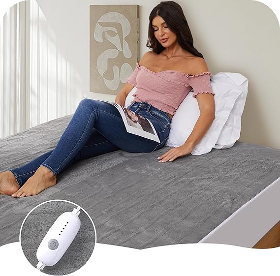 Heated Mattress Pad Queen Size 60"x80", 5 Heating Levels Dual Control