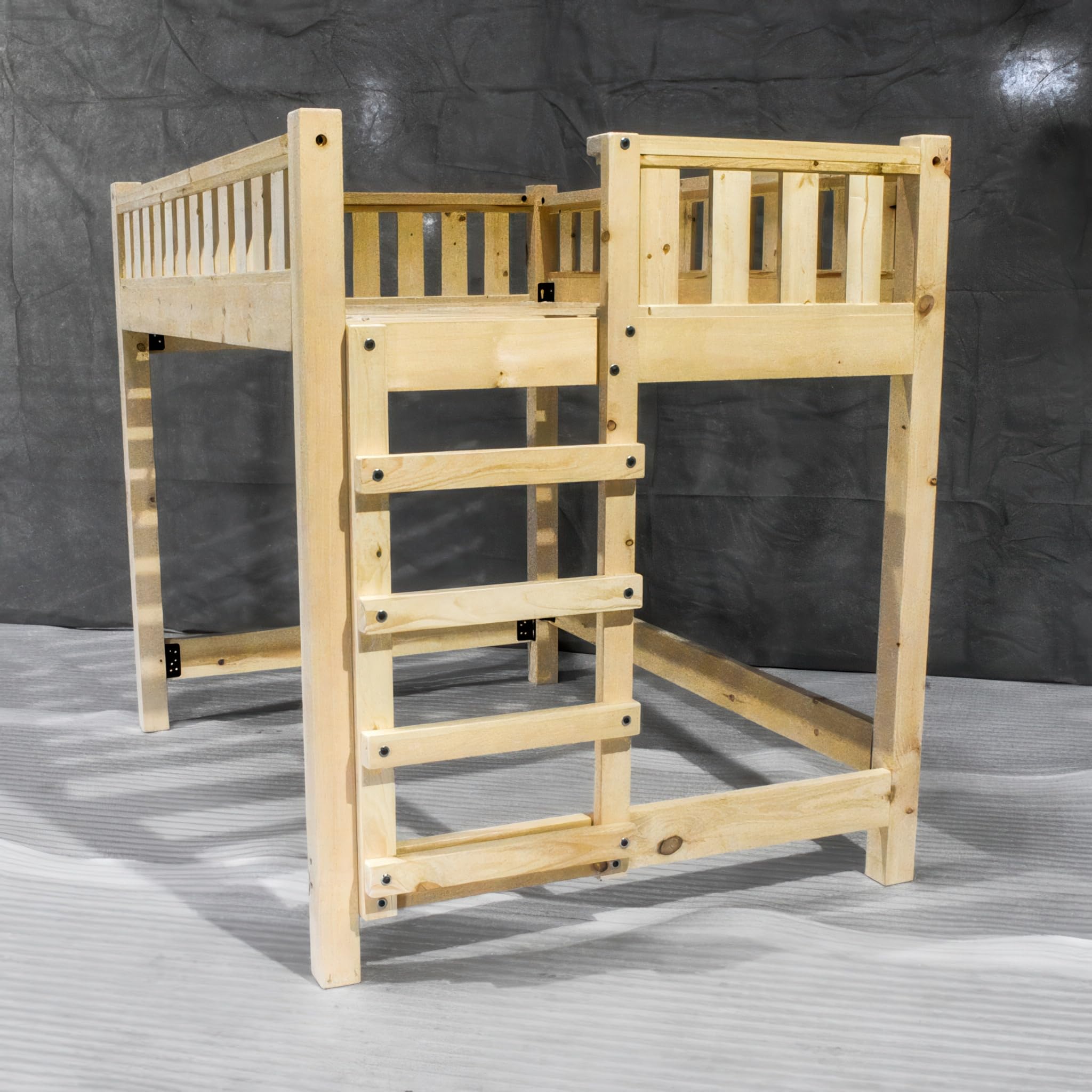 Wood Loft Bed Frame, Twin Size - Unfinished/Natural, Heavy Duty, Adults,