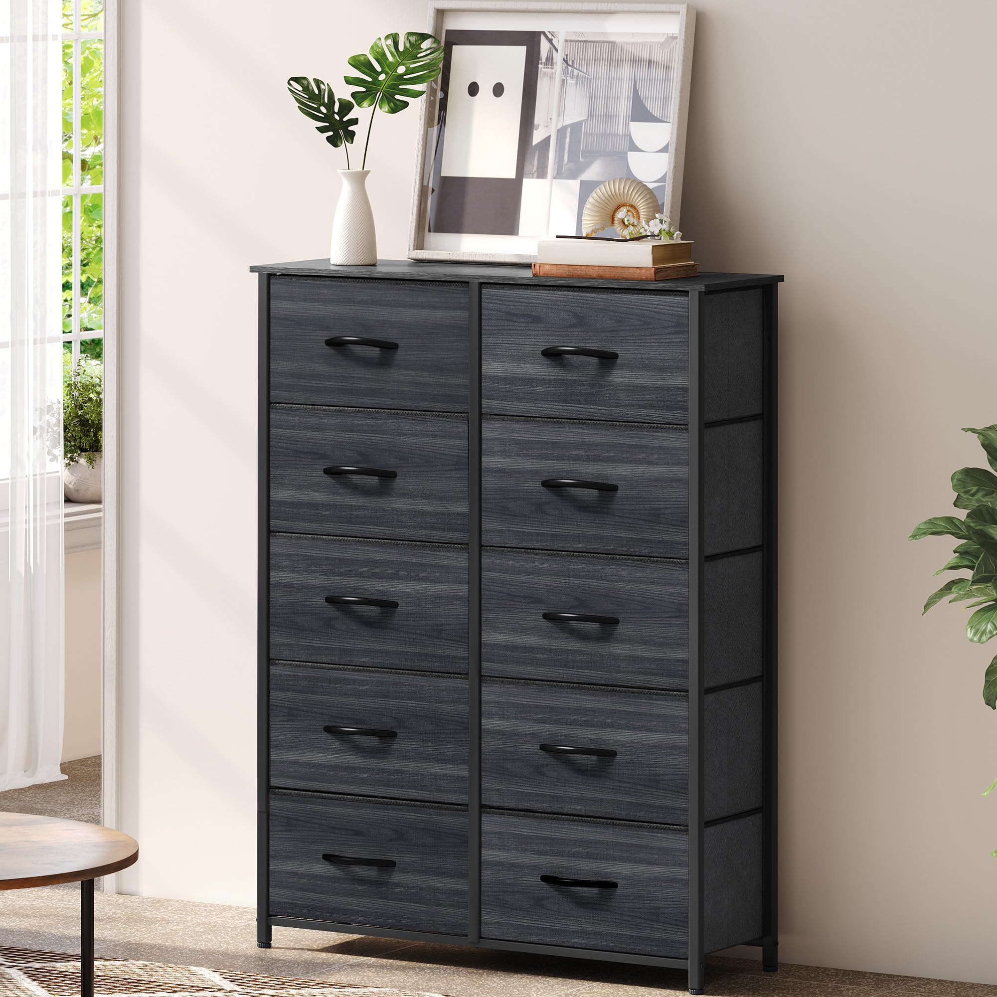 10 Drawer Dresser - Fabric Storage Tower, Organizer Unit for Living Room, Hallway