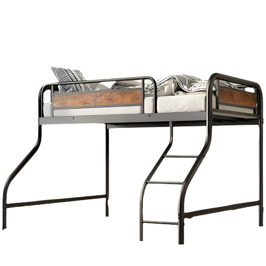 Metal Loft Bed Frame with Stairs & Guardrail, Twin Size Space-Saving Beds for Kids