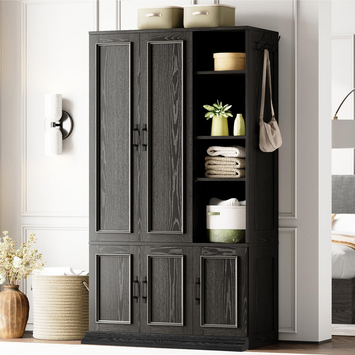 70" 5-Door Wardrobe Closet with Shelves