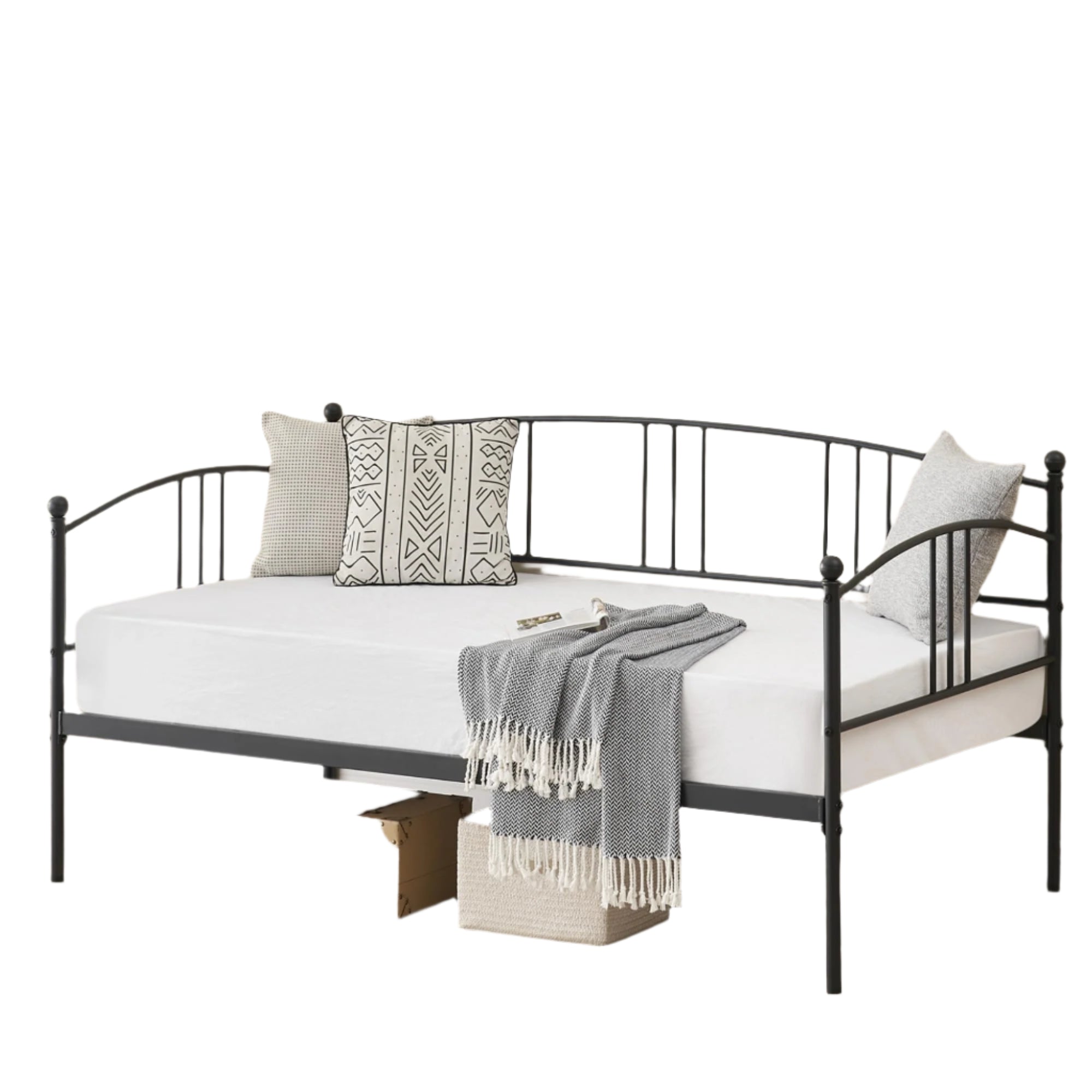 Daybed with Trundle, Metal Twin Size Day Bed, Trundle Bed Twin