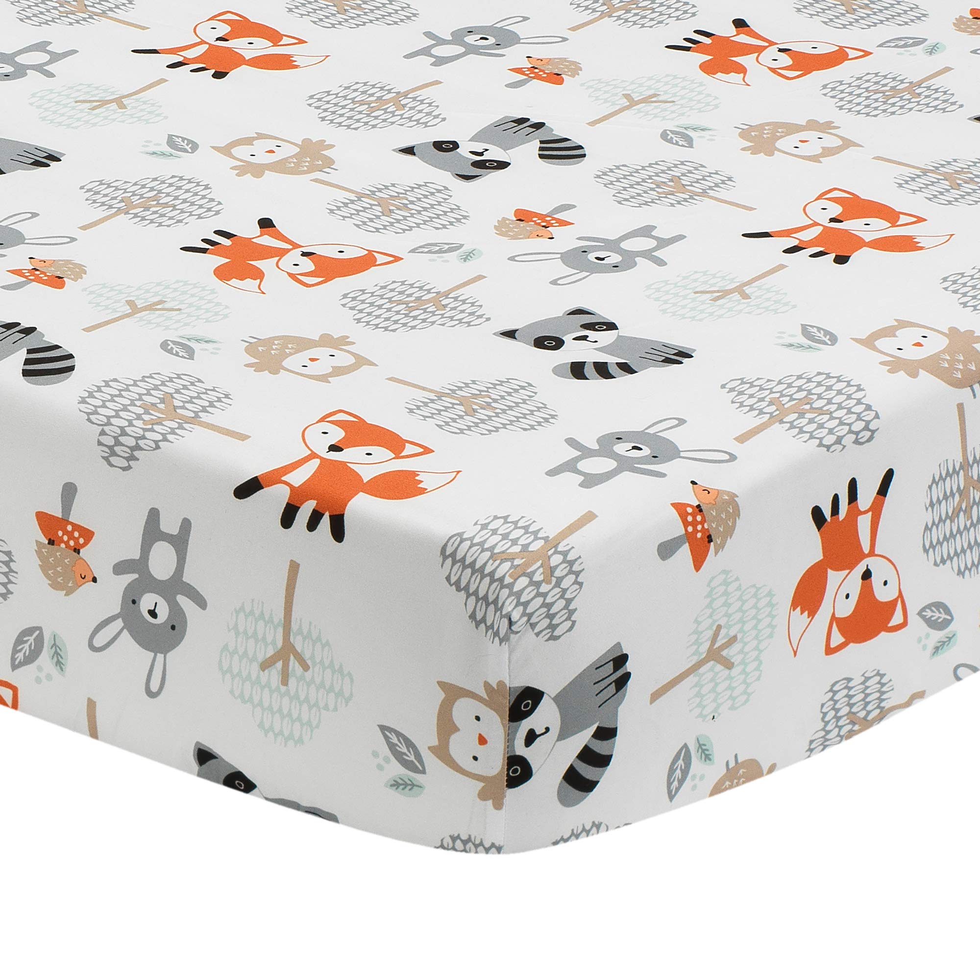 Woodland Friends Animals Mint/Gray 5-Piece Crib Bedding Set