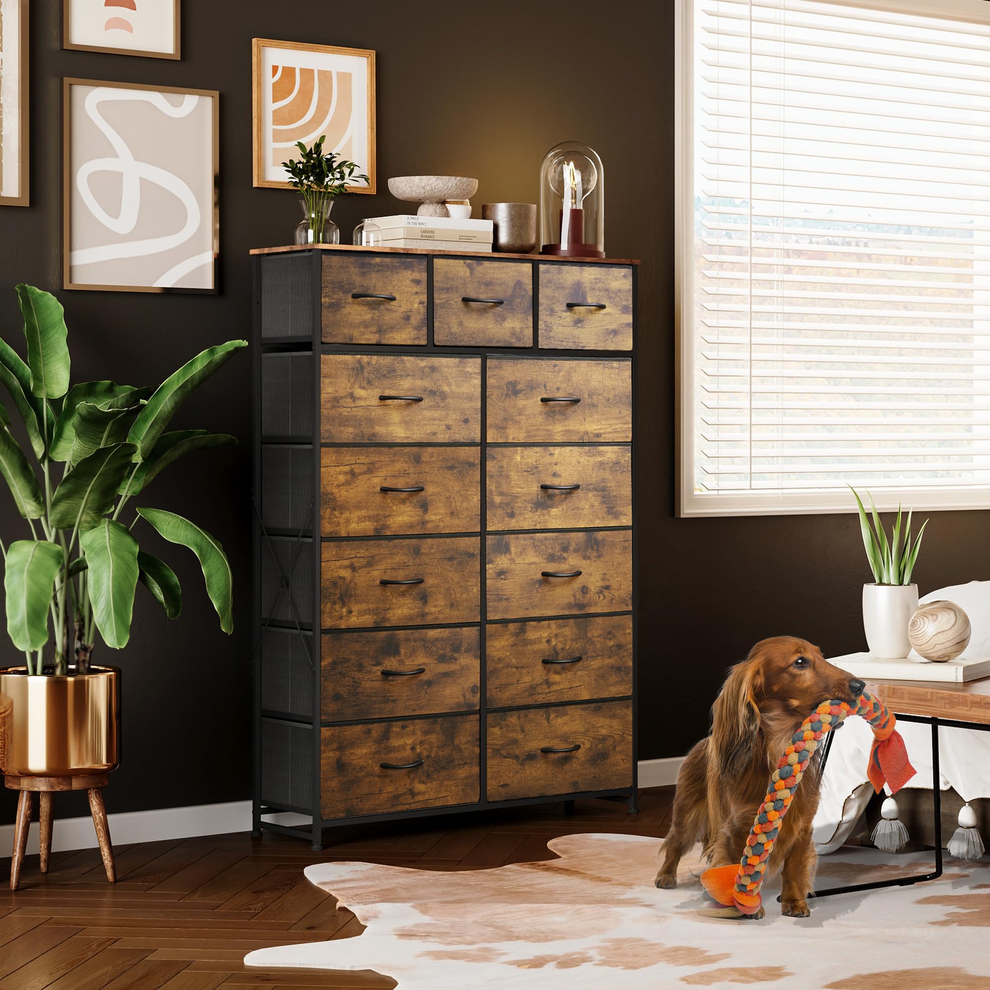 4 Drawer Dresser and 13 Drawer Dresser Set, Dresser for Bedroom, Closet, Hallway