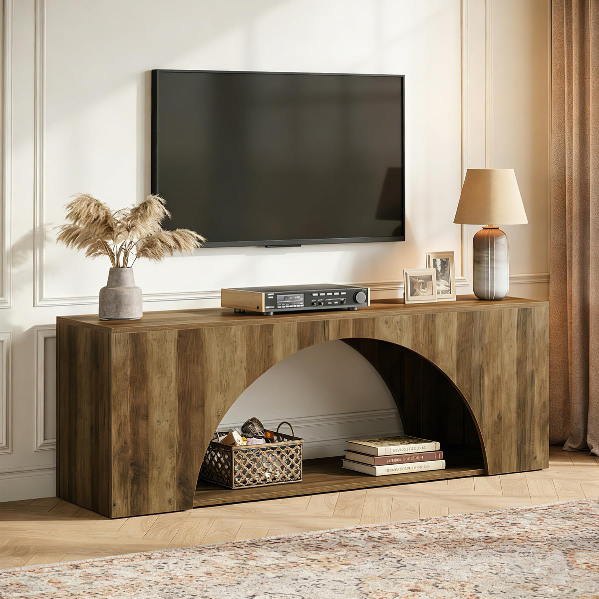 63" Arched TV Stand with Open Storage