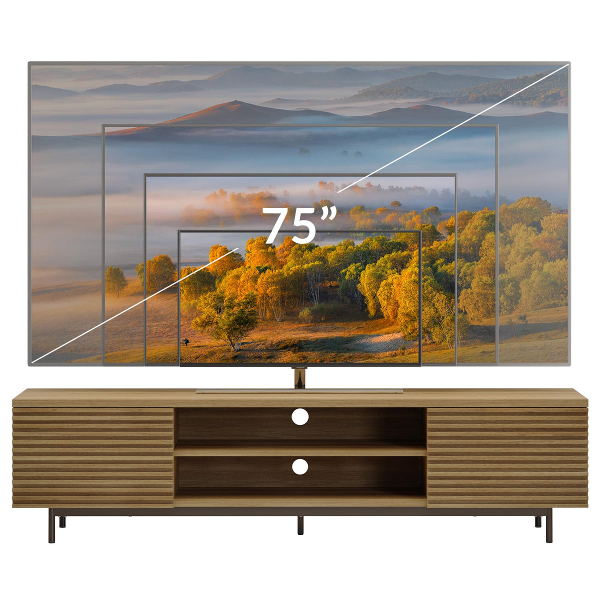 68" Fluted TV Stand with Storage for TVs up to 75"